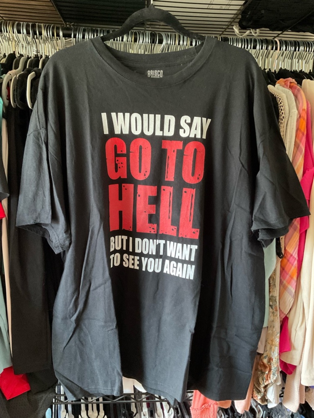 Brisco Black Graphic Tee with Red 'Go To Hell' Print